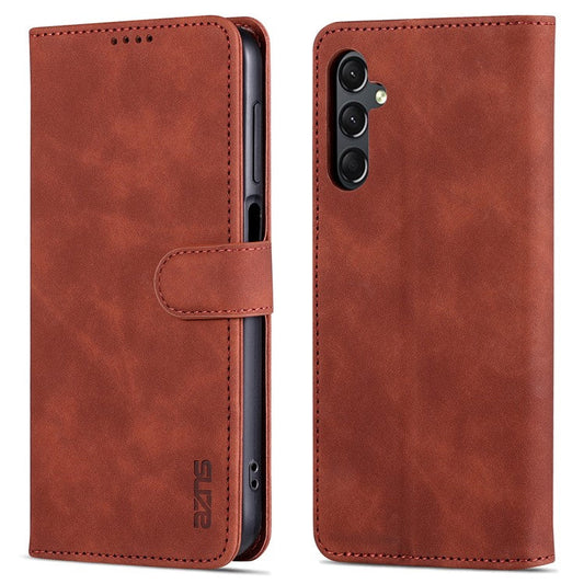 AZNS For Samsung Galaxy A25 5G (Global) (161.0 x 76.5 x 8.3mm) Case Leather Flip Stand Wallet Cover - Brown