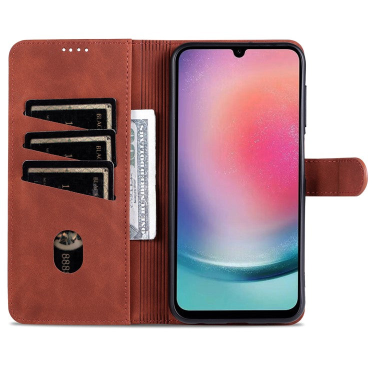 AZNS For Samsung Galaxy A25 5G (Global) (161.0 x 76.5 x 8.3mm) Case Leather Flip Stand Wallet Cover - Brown