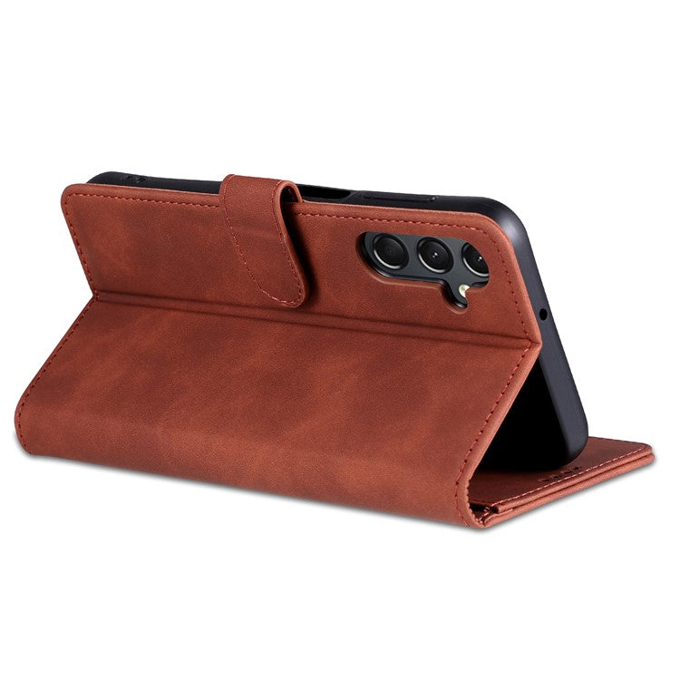 AZNS For Samsung Galaxy A25 5G (Global) (161.0 x 76.5 x 8.3mm) Case Leather Flip Stand Wallet Cover - Brown