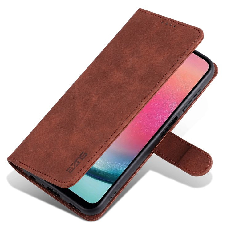 AZNS For Samsung Galaxy A25 5G (Global) (161.0 x 76.5 x 8.3mm) Case Leather Flip Stand Wallet Cover - Brown