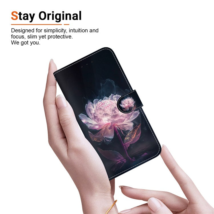 For Huawei nova Y61 4G Case Wallet Function Pattern Printing Phone Cover - Purple Peony