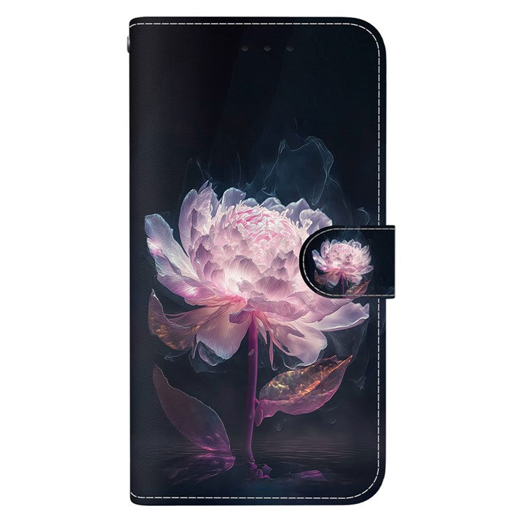 For Huawei nova Y61 4G Case Wallet Function Pattern Printing Phone Cover - Purple Peony