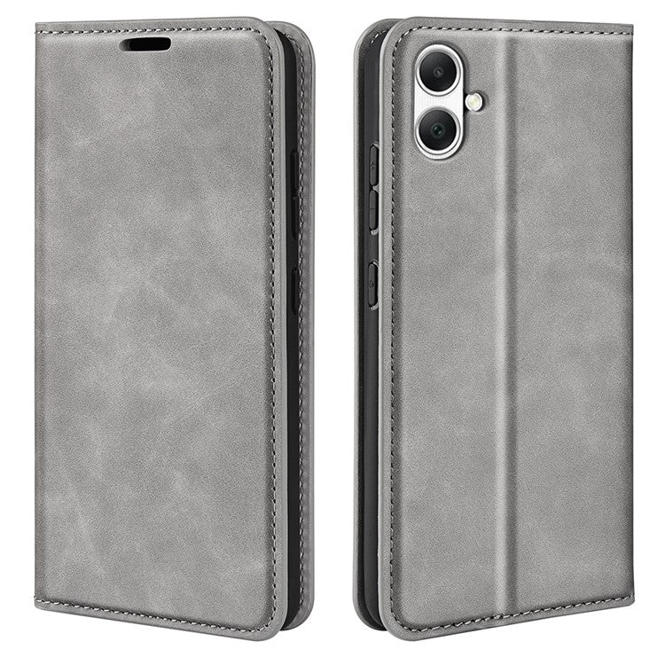 For Samsung Galaxy A05 4G Case PU Leather Phone Wallet Skin-touch Flip Cover - Grey