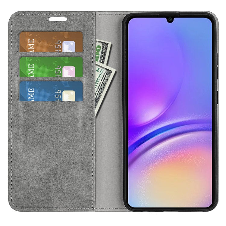 For Samsung Galaxy A05 4G Case PU Leather Phone Wallet Skin-touch Flip Cover - Grey