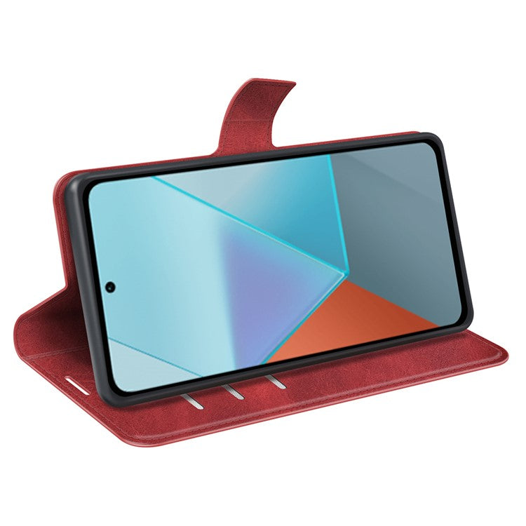 For Xiaomi Redmi Note 13 Pro 5G / Poco X6 5G Case Calf Texture PU Leather Phone Stand Cover - Red
