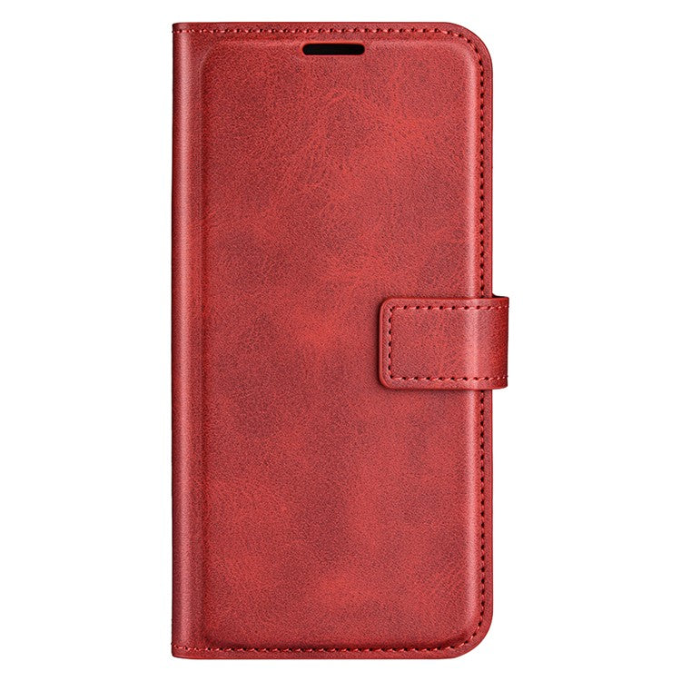 For Xiaomi Redmi Note 13 Pro 5G / Poco X6 5G Case Calf Texture PU Leather Phone Stand Cover - Red