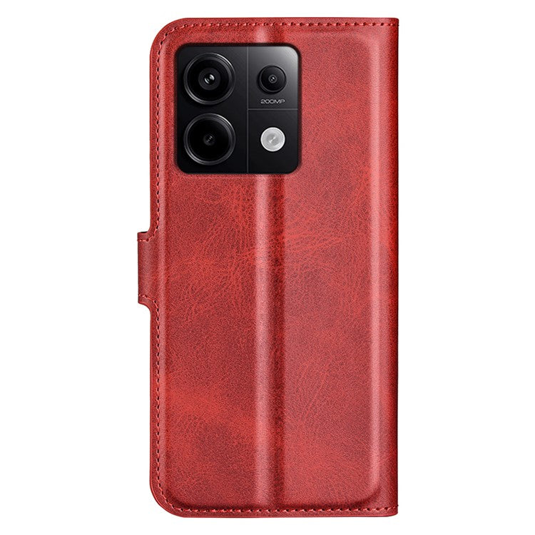 For Xiaomi Redmi Note 13 Pro 5G / Poco X6 5G Case Calf Texture PU Leather Phone Stand Cover - Red