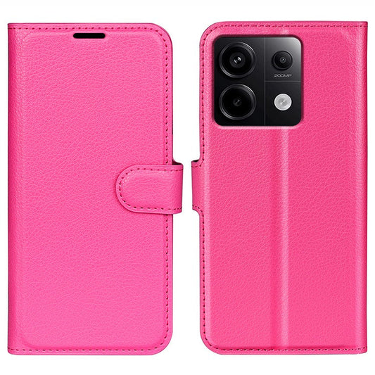 For Xiaomi Redmi Note 13 Pro 5G / Poco X6 5G Case Litchi Texture Leather Phone Shell with Stand - Rose