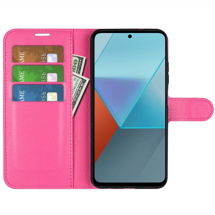 For Xiaomi Redmi Note 13 Pro 5G / Poco X6 5G Case Litchi Texture Leather Phone Shell with Stand - Rose