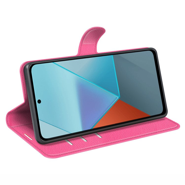 For Xiaomi Redmi Note 13 Pro 5G / Poco X6 5G Case Litchi Texture Leather Phone Shell with Stand - Rose