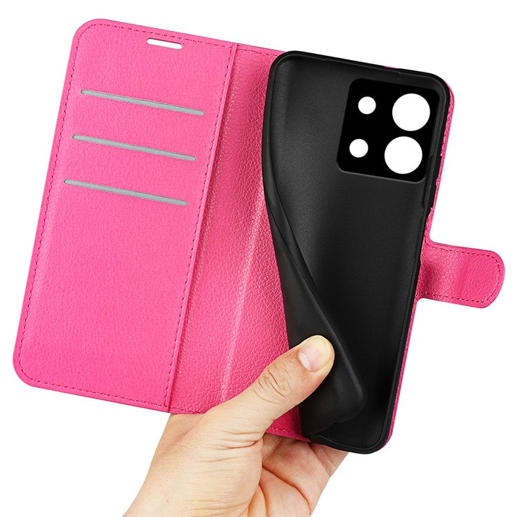 For Xiaomi Redmi Note 13 Pro 5G / Poco X6 5G Case Litchi Texture Leather Phone Shell with Stand - Rose