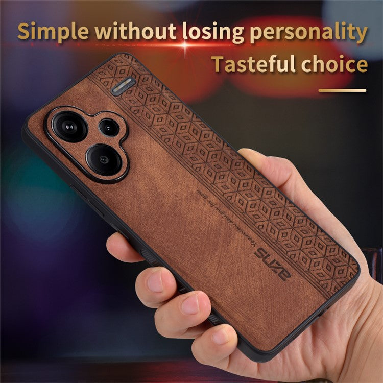 AZNS For Xiaomi Redmi Note 13 Pro+ 5G Case Imprinted PU Leather + TPU Cell Phone Cover - Black