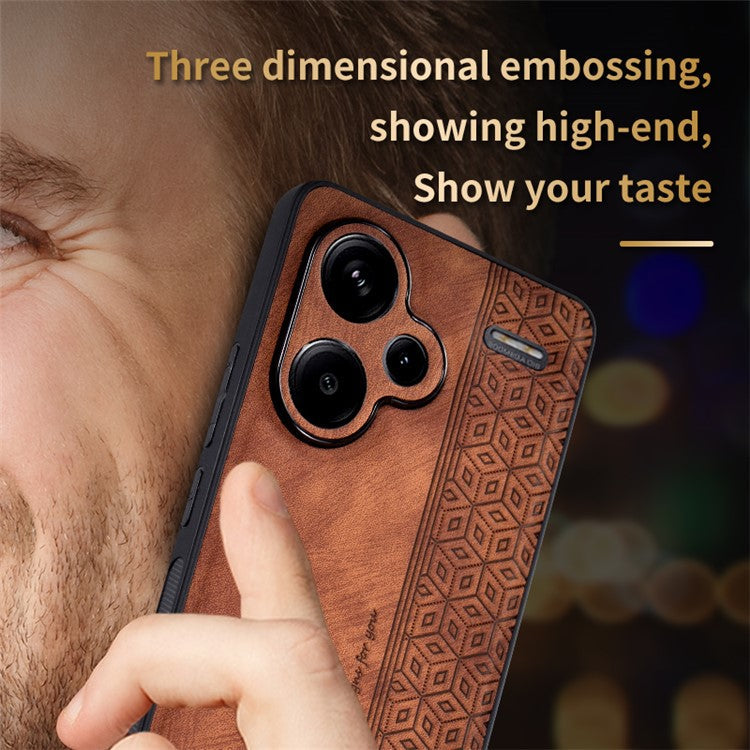 AZNS For Xiaomi Redmi Note 13 Pro+ 5G Case Imprinted PU Leather + TPU Cell Phone Cover - Black