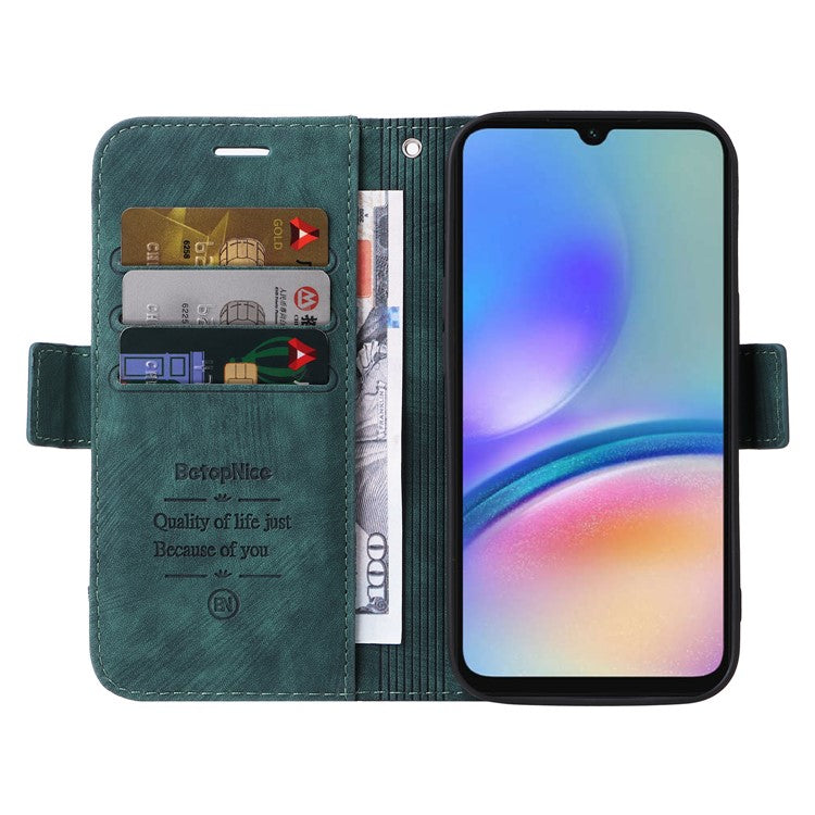 BETOPNICE 001 For Samsung Galaxy A05s 4G Cover PU Leather Stand Wallet Phone Case - Green