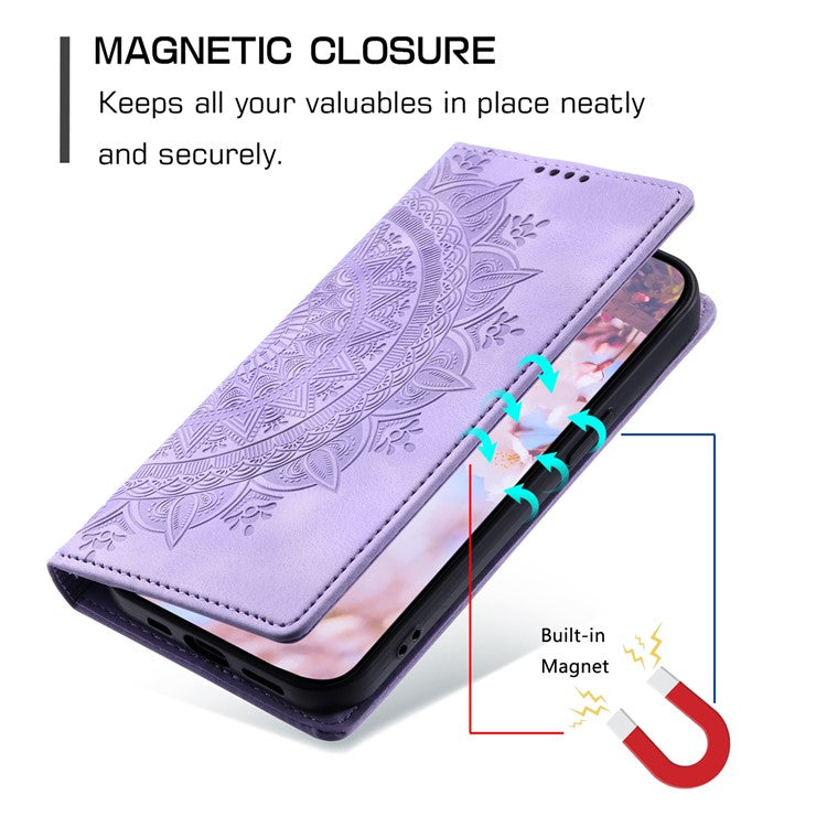 Stand Phone Cover for Samsung Galaxy A34 5G Case PU Leather Magnetic Imprinted Stand Shell - Purple