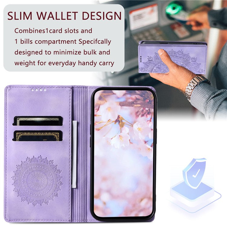Stand Phone Cover for Samsung Galaxy A34 5G Case PU Leather Magnetic Imprinted Stand Shell - Purple