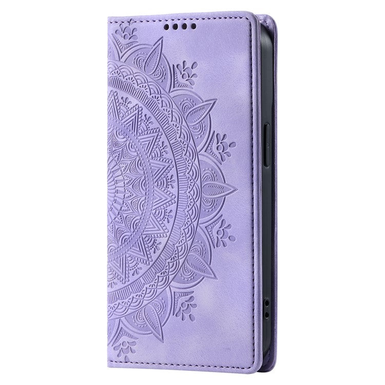Stand Phone Cover for Samsung Galaxy A34 5G Case PU Leather Magnetic Imprinted Stand Shell - Purple