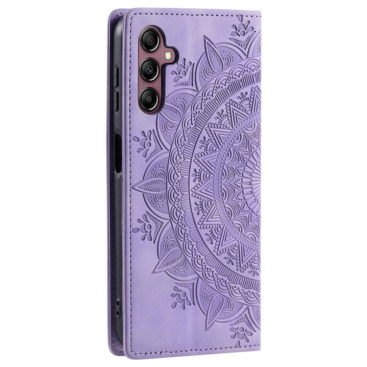 Stand Phone Cover for Samsung Galaxy A34 5G Case PU Leather Magnetic Imprinted Stand Shell - Purple
