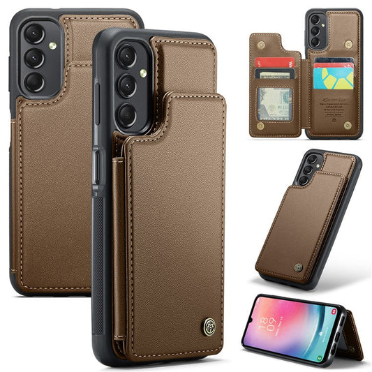 CASEME C22 Series For Samsung Galaxy A24 4G (162.1 x 77.6 x 8.3mm) Phone Case RFID Blocking PU Leather Cover - Brown