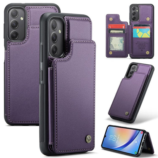 CASEME C22 Series For Samsung Galaxy A34 5G Case Glossy RFID Blocking Leather Phone Cover - Purple