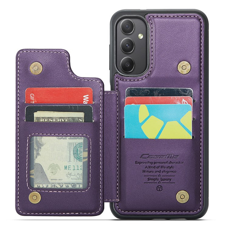 CASEME C22 Series For Samsung Galaxy A34 5G Case Glossy RFID Blocking Leather Phone Cover - Purple