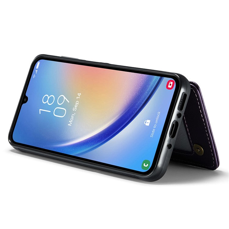 CASEME C22 Series For Samsung Galaxy A34 5G Case Glossy RFID Blocking Leather Phone Cover - Purple