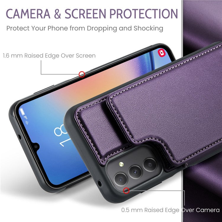 CASEME C22 Series For Samsung Galaxy A34 5G Case Glossy RFID Blocking Leather Phone Cover - Purple