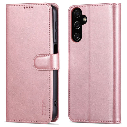 AZNS For Samsung Galaxy A15 4G Cell Phone Case Anti-Scratch PU Leather Wallet Phone Cover - Rose Gold
