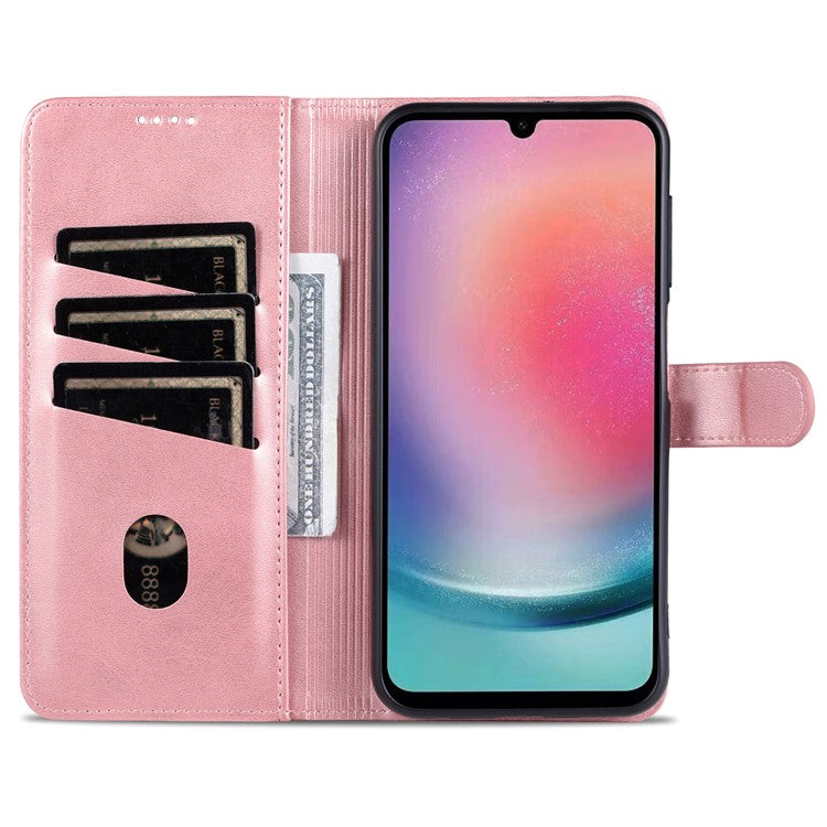 AZNS For Samsung Galaxy A15 4G Cell Phone Case Anti-Scratch PU Leather Wallet Phone Cover - Rose Gold