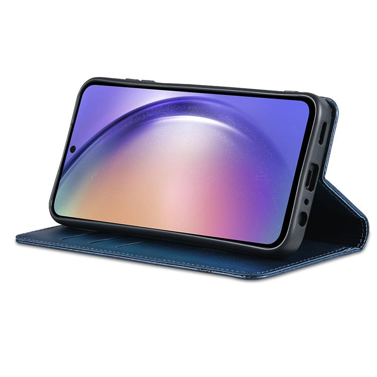AZNS For Samsung Galaxy A15 4G Case PU Leather Magnetic Suction Wallet Phone Shell Cover - Blue