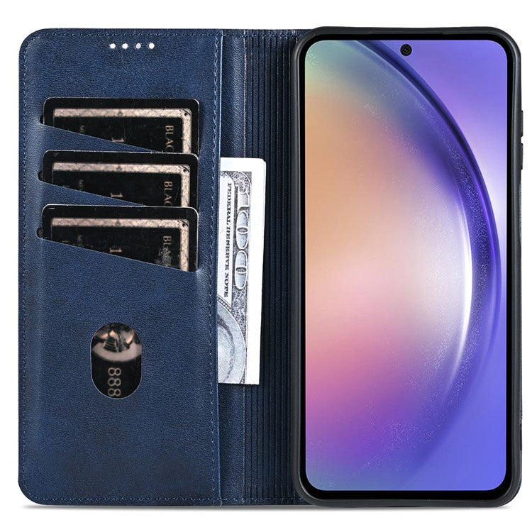 AZNS For Samsung Galaxy A15 4G Case PU Leather Magnetic Suction Wallet Phone Shell Cover - Blue