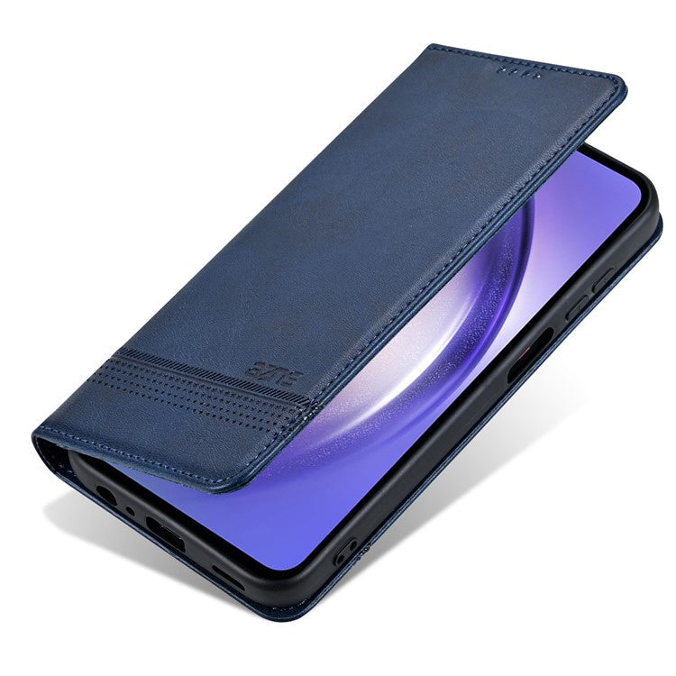 AZNS For Samsung Galaxy A15 4G Case PU Leather Magnetic Suction Wallet Phone Shell Cover - Blue
