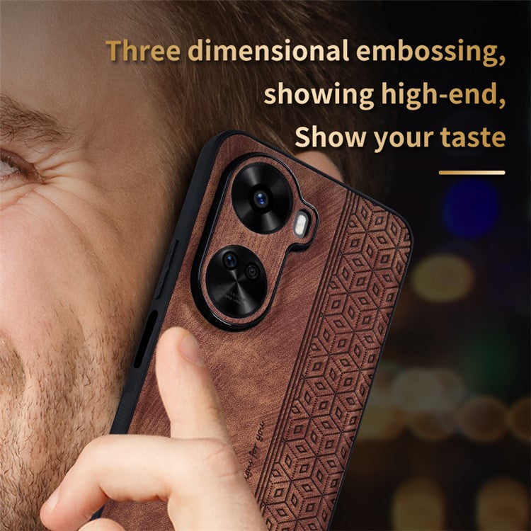 AZNS For Huawei nova 11 SE / nova 12 SE 4G Case Imprinted PU Leather + TPU Cell Phone Back Cover - Black