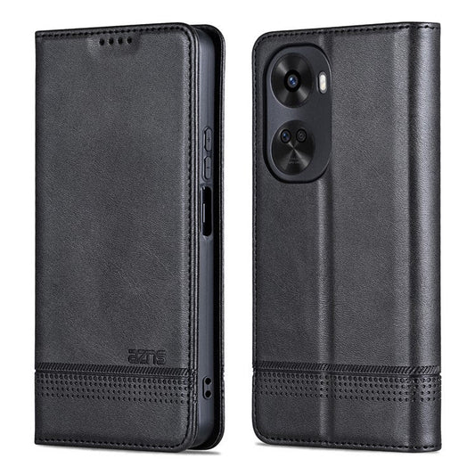 AZNS For Huawei nova 11 SE / nova 12 SE 4G Case Cowhide Texture Leather Wallet Phone Cover - Black