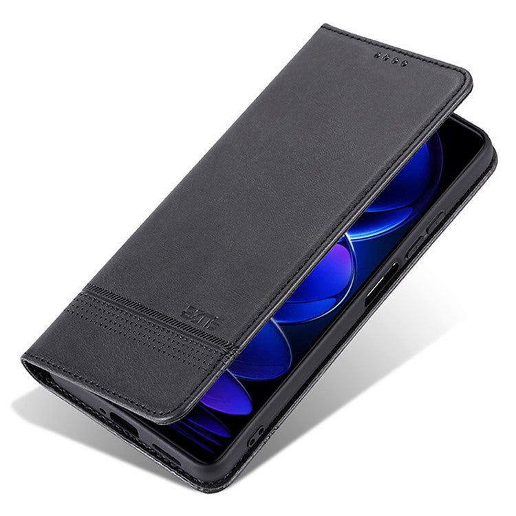 AZNS For Huawei nova 11 SE / nova 12 SE 4G Case Cowhide Texture Leather Wallet Phone Cover - Black
