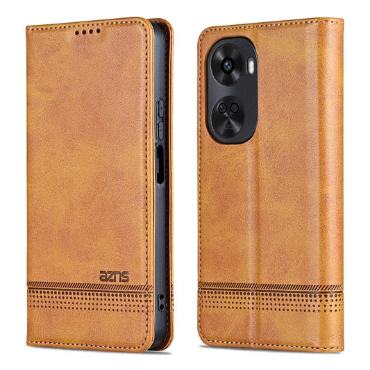 AZNS For Huawei nova 11 SE / nova 12 SE 4G Case Cowhide Texture Leather Wallet Phone Cover - Brown