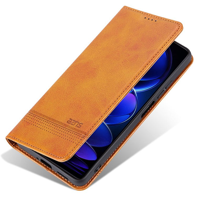 AZNS For Huawei nova 11 SE / nova 12 SE 4G Case Cowhide Texture Leather Wallet Phone Cover - Brown