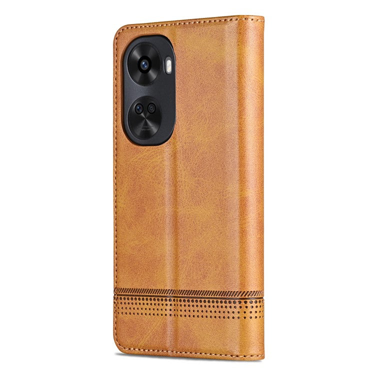 AZNS For Huawei nova 11 SE / nova 12 SE 4G Case Cowhide Texture Leather Wallet Phone Cover - Brown