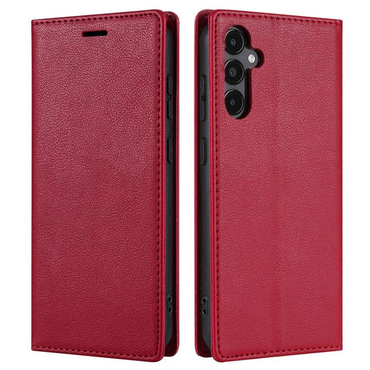 BKS-001 For Samsung Galaxy A15 5G Leather Case Magnetic Auto-absorbed Phone Cover - Red