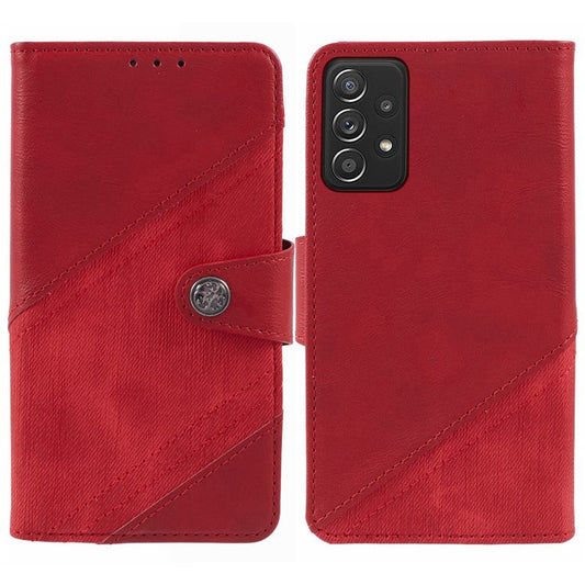 For Samsung Galaxy A32 4G (EU Version) Case Wallet Splicing PU Leather Cell Phone Cover - Red