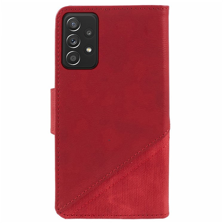 For Samsung Galaxy A32 4G (EU Version) Case Wallet Splicing PU Leather Cell Phone Cover - Red