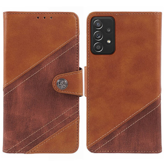 For Samsung Galaxy A53 5G Wallet Phone Case Splicing PU Leather Phone Cover Shell - Brown