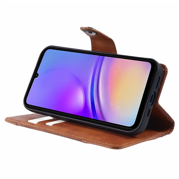 For Samsung Galaxy A53 5G Wallet Phone Case Splicing PU Leather Phone Cover Shell - Brown
