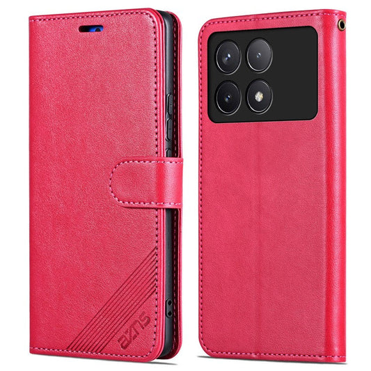 AZNS For Xiaomi Poco F6 Pro 5G / Redmi K70 5G / K70 Pro 5G Leather Case Wallet Stand Phone Cover - Red
