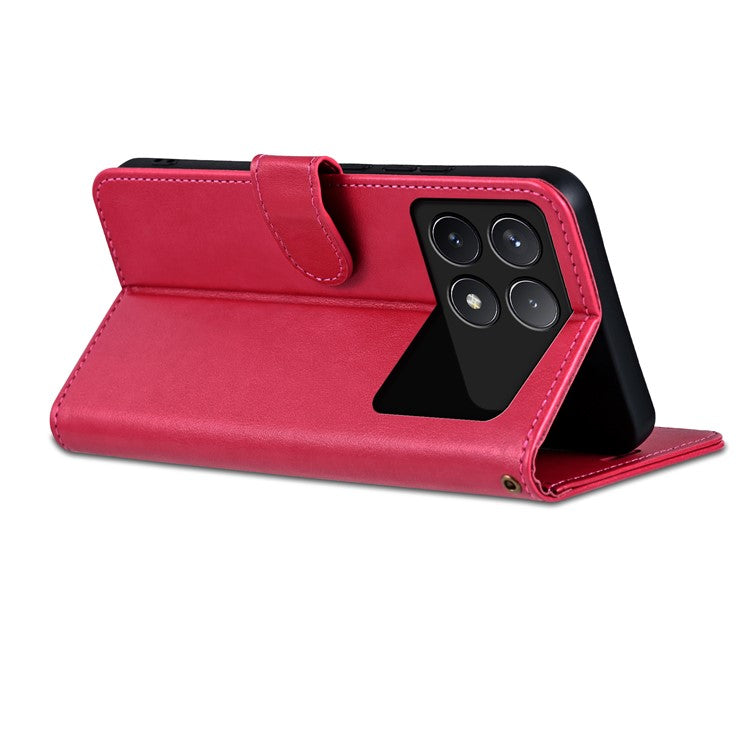 AZNS For Xiaomi Poco F6 Pro 5G / Redmi K70 5G / K70 Pro 5G Leather Case Wallet Stand Phone Cover - Red