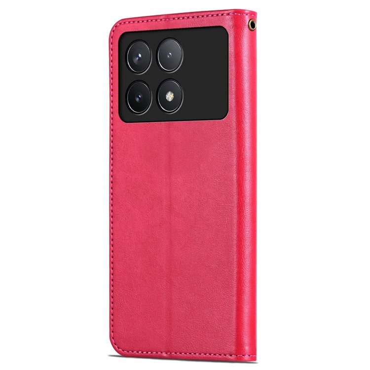 AZNS For Xiaomi Poco F6 Pro 5G / Redmi K70 5G / K70 Pro 5G Leather Case Wallet Stand Phone Cover - Red