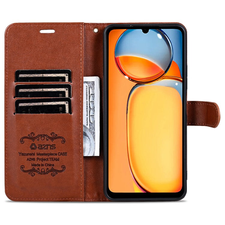 AZNS For Huawei Enjoy 70 4G / nova Y72 4G Phone Case Wallet PU Leather Flip Phone Cover - Brown