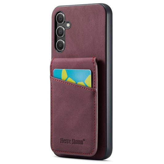 FIERRE SHANN For Samsung Galaxy A15 4G / 5G Cell Phone Case PU+TPU Crazy Horse Texture Cover - Red