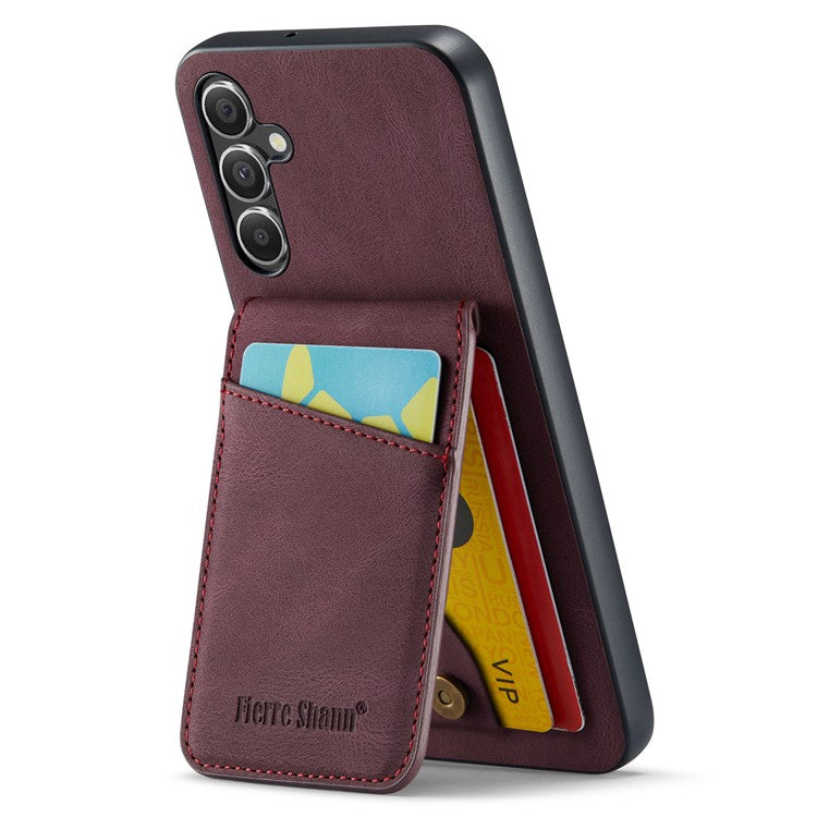 FIERRE SHANN For Samsung Galaxy A15 4G / 5G Cell Phone Case PU+TPU Crazy Horse Texture Cover - Red