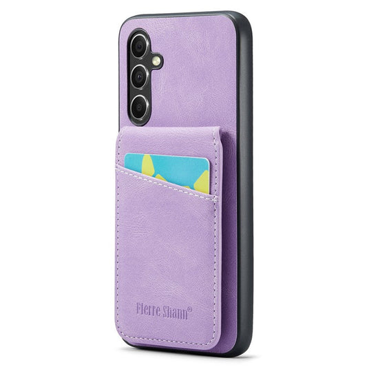 FIERRE SHANN For Samsung Galaxy A34 5G Cell Phone Case Shockproof PU+TPU Cover - Purple